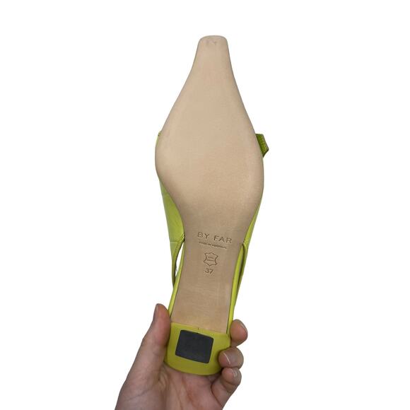 NWT By Far Evita Green Apple Maxi Croco Nappa Leather Slingback Pump EU 37 US 7‎ - Picture 8 of 11